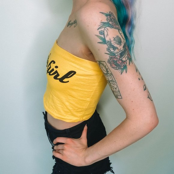 Forever 21 ''BABYGIRL'' Yellow Tube Top - Picture 2 of 5